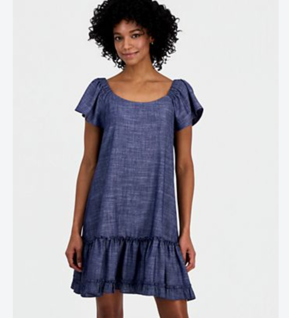 Robbie Bee Women's Ruffle Dress Blue Size XL 3214